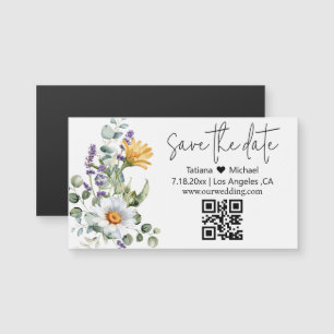 Carte Magnétique moderne enregistrer la date code qr aimant fleur s