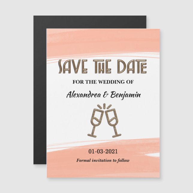 Carte Magnétique Moderne Enregistrer La Date Mariage Aquarelle Peac (Devant / Derrière)