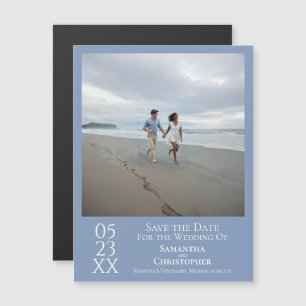 Carte Magnétique Moderne Enregistrer la date Photo Dusty Blue Magne