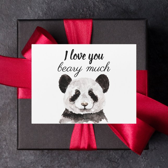 Carte Magnétique Moderne Je T'Aime Beary Beaucoup Panda Noir Et Bla (Créateur téléchargé)