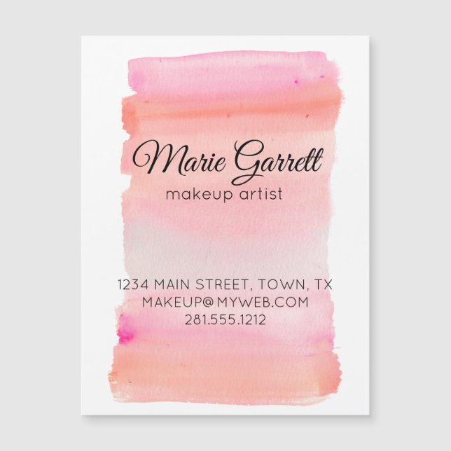 Carte magnétique moderne rose Aquarelle Pinceau (Devant)
