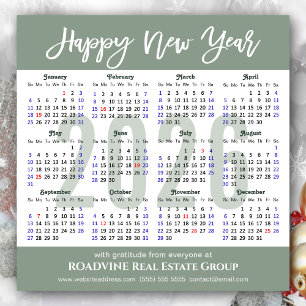 Carte Magnétique Moderne Sage Green 2024 Calendrier Entreprise Magn