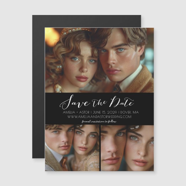 Carte Magnétique Moderne Simple Script Collage Enregistrer l'aimant (Devant / Derrière)