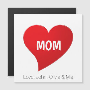 Carte Magnétique Mom red heart modern graphic custom magnetic card 