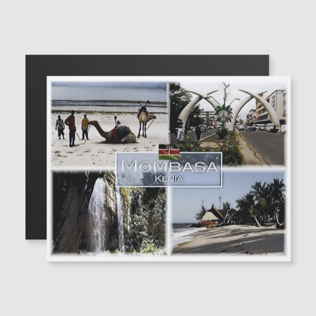 Carte Magnétique Mombasa - Kenya - Mosaic - (Devant / Derrière)