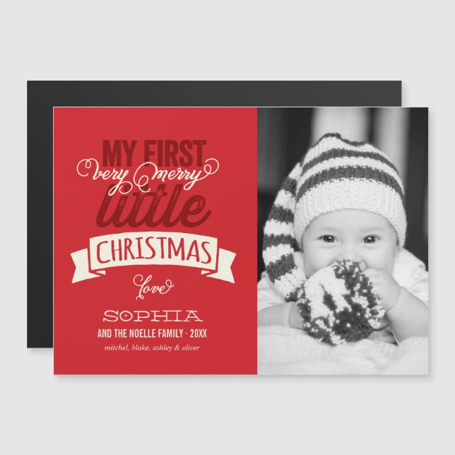 Carte Magnétique Mon bébé est très joli petit Noël mignonne Photo (Devant / Derrière)