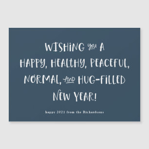 Carte Magnétique Mon souhait pour 2021  Nouvel An heureux et bleu