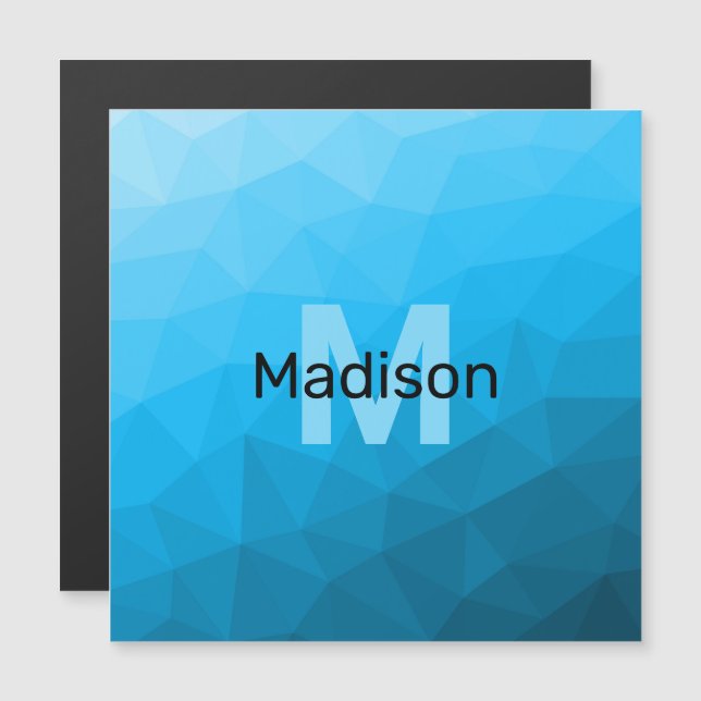 Carte Magnétique Monogramme motif de maillage géométrique dégradé c (Devant / Derrière)