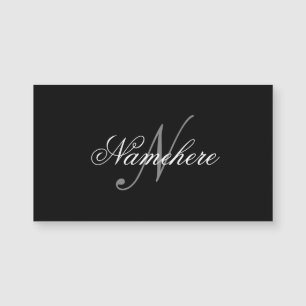 Carte Magnétique Monogramme personnalisé unique en noir et blanc