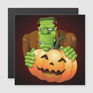 Carte Magnétique Monstre de Frankenstein Dessin Animé avec Citrouil
