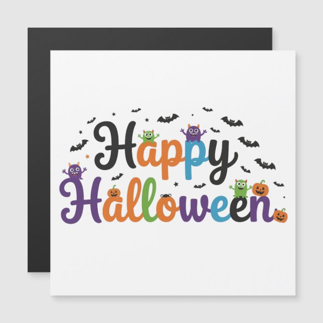 Carte Magnétique Monstres joyeux Halloween (Devant / Derrière)