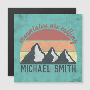Carte Magnétique Montagnes pastel vintage appellent monogramme
