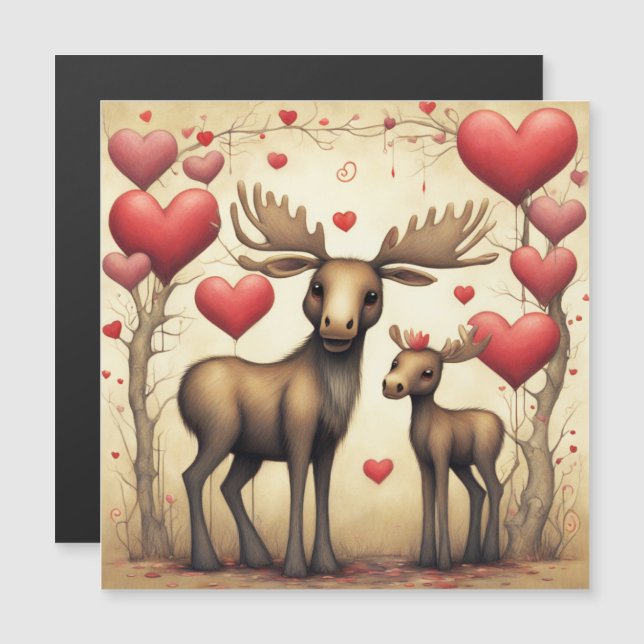 Carte Magnétique Moose Love 2 (Devant / Derrière)