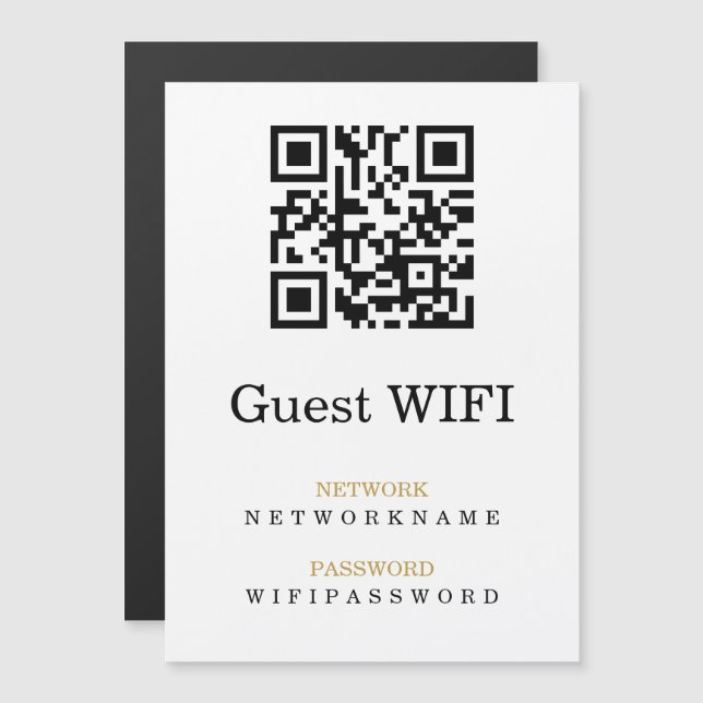 Carte Magnétique Mot de passe Wifi et code QR réseau personnalisé (Devant / Derrière)