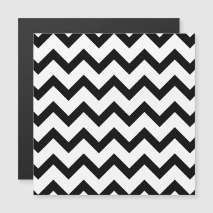 Carte Magnétique Motif chevron simple noir blanc lignes rétro