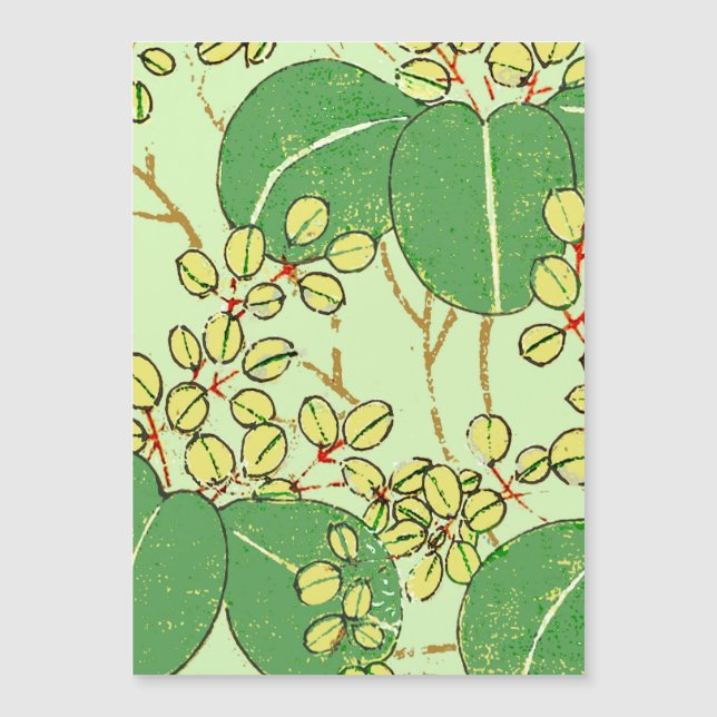 Carte Magnétique Motif d'art botanique floral de la feuille japonai (Devant)