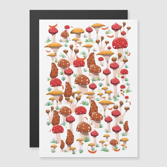Carte Magnétique Motif de champignons mignons (Devant / Derrière)