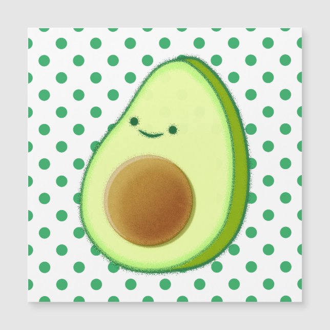 Carte Magnétique Motif Dot Vert Dessin Avocado (Devant)