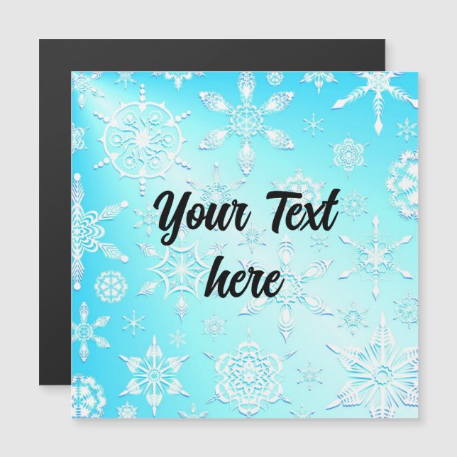 Carte Magnétique Motif Flocons de Cristal (Devant / Derrière)