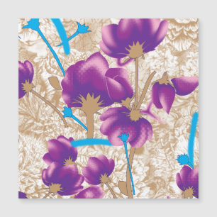 Carte Magnétique Motif floral vif avec violet et bleu f