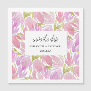 Carte Magnétique Motif Fuchsia rose violet d'aquarelle