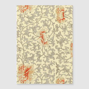 Carte Magnétique Motif vintage d'Owen Jones : Corail floral gris