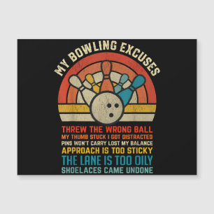 Carte Magnétique My Bowling Excuse Retro Vintage Funny Bowler Bowl