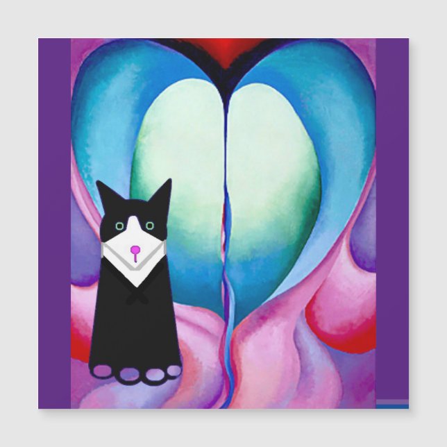 Carte Magnétique My Cat, Jellybean et Georgia O’Keeffe Art, (Devant)