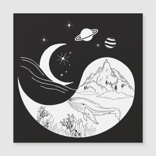 Carte Magnétique Mystique Céleste Yin Yang Signifiant Amour (Devant)