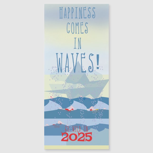 Carte Magnétique Natation sauvage "Le bonheur vient en vagues" (Devant)