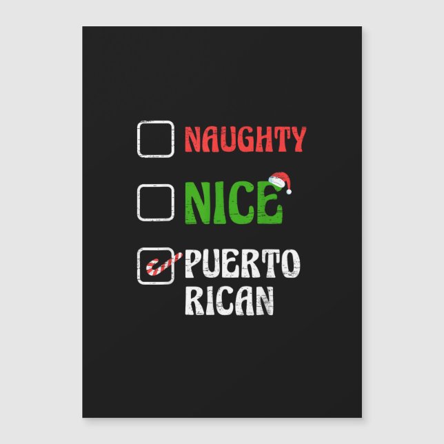 Carte Magnétique Naughty Nice Puertorican Santa Holiday Sweet  (Devant)