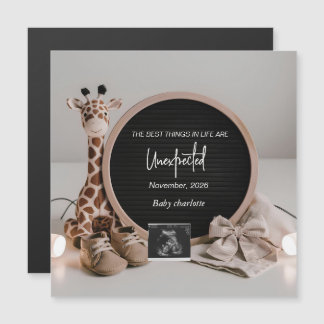 Carte Magnétique Neutral Baby Reveal Pregnancy announcement card