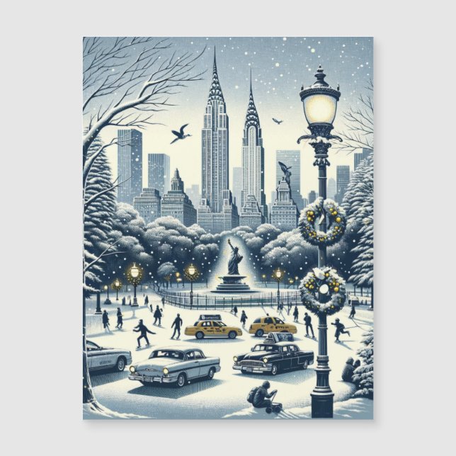 Carte Magnétique New York Holiday Elegance - Noël personnalisable (Devant)