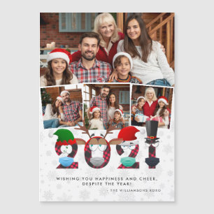 Carte Magnétique Noël 2021 Mignons Masques Visage Silly & Photo Pla