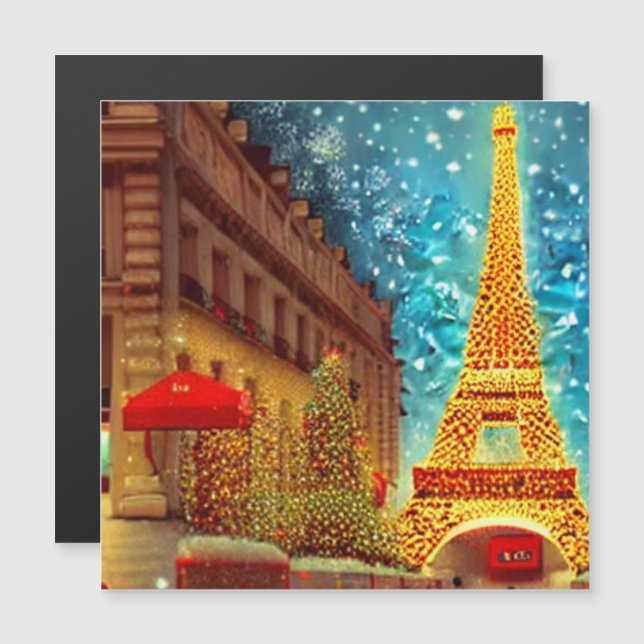 Carte Magnétique Noël à Paris, tour des elfes (Devant / Derrière)