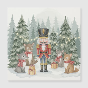Carte Magnétique Noël casse-noisette aquarelle de la forêt