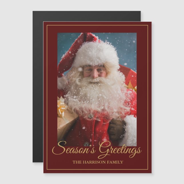 Carte Magnétique Noël d'hiver joyeux Père Noël personnalisé (Devant / Derrière)