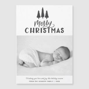 Carte Magnétique Noël minimaliste moderne Rustique 1 Photo Holiday 