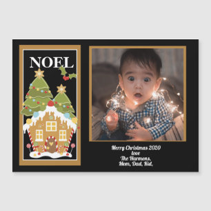 Carte Magnétique Noel Noël Salutation Gingerbread Maison Photo