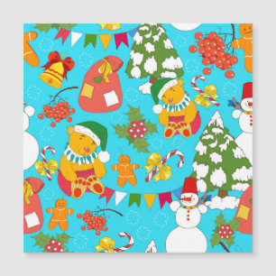 Carte Magnétique Noël Ourson en peluche : motif adapté aux enfants.