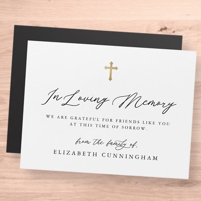 Carte Magnétique Noir et blanc moderne Simple Faux Cross Memorial (Créateur téléchargé)
