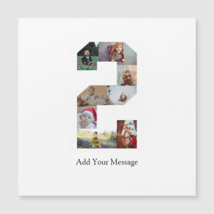 Carte Magnétique Noir et blanc Numéro 2 Photo Collage