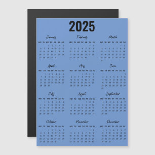 Carte Magnétique Noir moderne Blanc 2025 Calendrier Pleine Année Vu