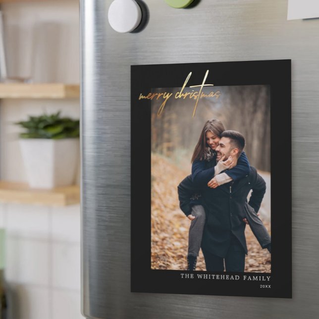 Carte magnétique noire minimaliste Gold Joyeux Noë (Créateur téléchargé)