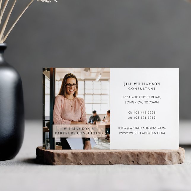 Carte Magnétique Nom et photo professionnels minimaux de l'entrepri (Minimal Professional Company Name & Business Photo)