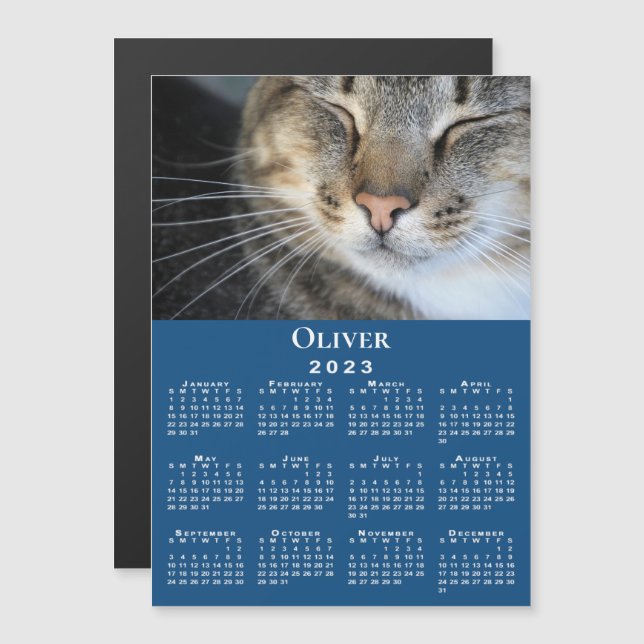 Carte Magnétique Nom photo personnalisé de l'animal de compagnie 20 (Devant / Derrière)