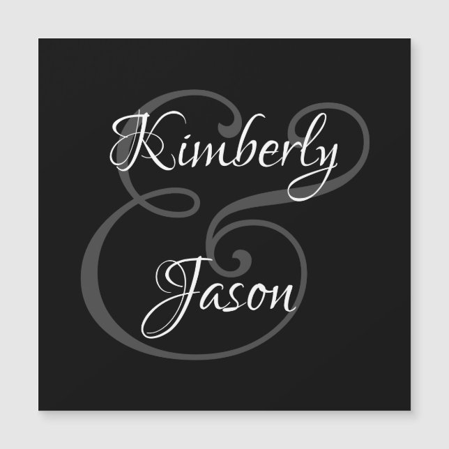 Carte Magnétique Noms de lui & d'elle en DIY, blanc et gris sur fon (Devant)