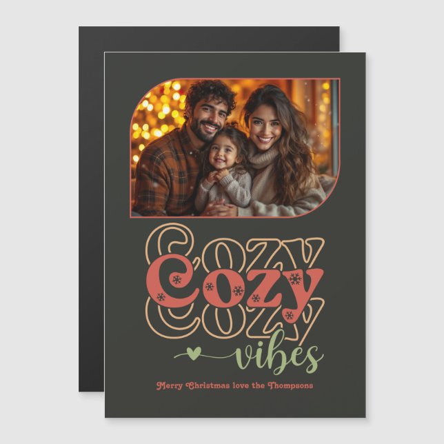 Carte Magnétique Nordic Ember Holiday Keepsake Christmas Photo (Devant / Derrière)