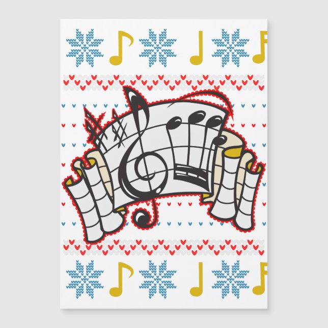 Carte Magnétique Notes musicales de Noël affreuses (Devant)