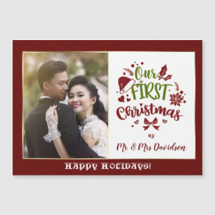 Carte Magnétique Notre premier Noël en tant que M. & Mme Parties sc